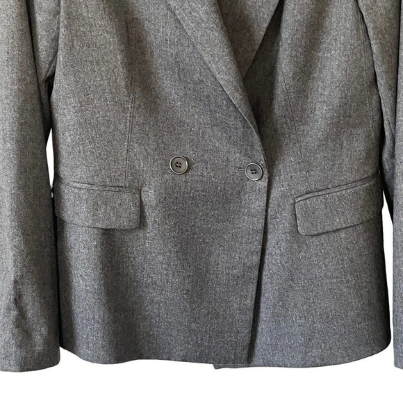 Talbots Woman Size 8 Blazer Jacket Doubled Breasted Wool Stretch Career Gray - Picture 4 of 11